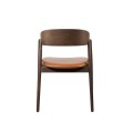 Krzesło drewniane z tapicerowanym siedziskiem AC2, dąb dymiony, skóra cognac - Andersen Furniture