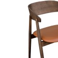 Krzesło drewniane z tapicerowanym siedziskiem AC2, dąb dymiony, skóra cognac - Andersen Furniture