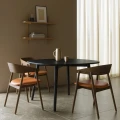 Krzesło drewniane z tapicerowanym siedziskiem AC2, dąb dymiony, skóra cognac - Andersen Furniture