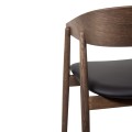 Krzesło drewniane z tapicerowanym siedziskiem AC2, dąb dymiony, skóra czarna - Andersen Furniture