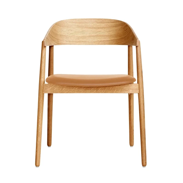 Krzesło drewniane z tapicerowanym siedziskiem AC2, dąb naturalny, skóra cognac - Andersen Furniture