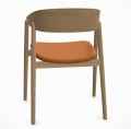 Krzesło drewniane z tapicerowanym siedziskiem AC2, dąb naturalny, skóra cognac - Andersen Furniture