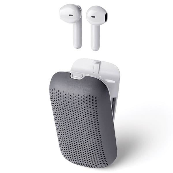 Słuchawki bezprzewodowe, z głośnikiem bluetooth Speakerbuds, szare - Lexon