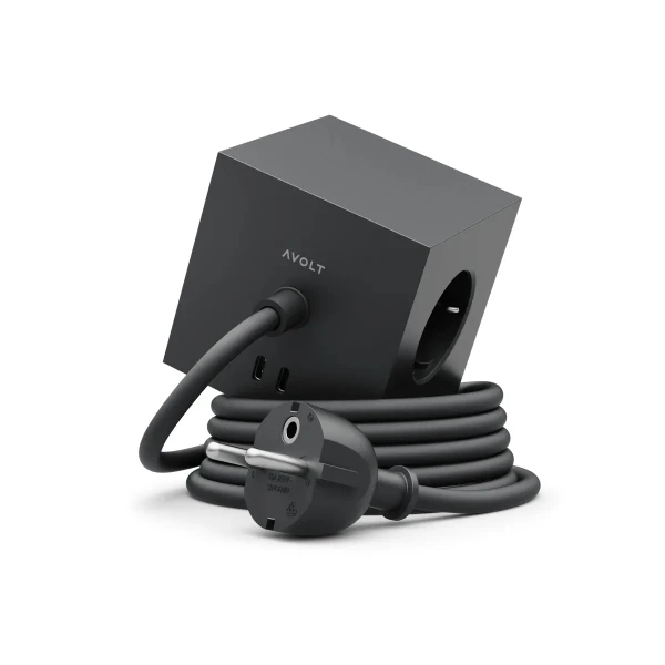 Listwa zasilająca kostka z usb, Square 1 Stockholm Black czarna - Avolt