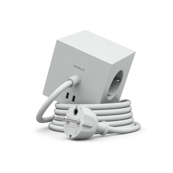 Listwa zasilająca kostka z usb, Square 1 Gotland Grey szara - Avolt
