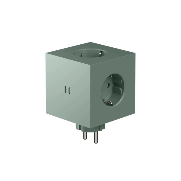 Rozgałęziacz z USB, Square 2, Oak Green zielony - Avolt
