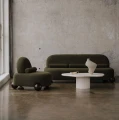Stolik kawowy nieregularny kształt, MDF i stal, ecru - NG Design
