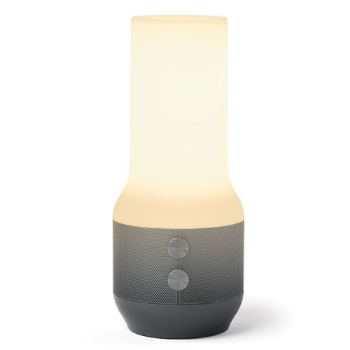 Lampa stołowa bezprzewodowa z głośnikiem i USB, Terrace+, szara - Lexon