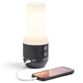 Lampa stołowa bezprzewodowa z głośnikiem i USB, Terrace+, szara - Lexon