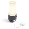 Lampa stołowa bezprzewodowa z głośnikiem i USB, Terrace+, szara - Lexon