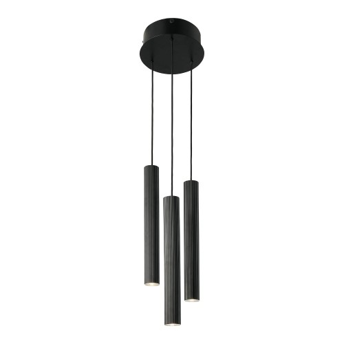 Lampa wisząca tuba potrójna karbowana Vico, czarna - Nordlux