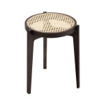 Stolik pomocniczy drewniany jesionowy z francuskim rattanem Le Roi, Dark Smoked - NORR11