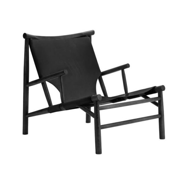 Fotel designerski czarny Samurai, skóra Black drewno dębowe Black - NORR11