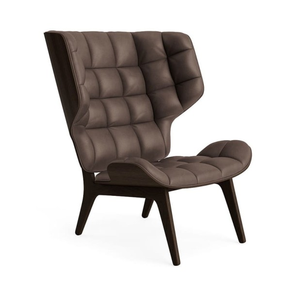 Fotel tapicerowany Mammoth, dąb Dark Smoked skóra Dark Brown - NORR11