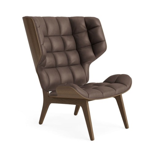 Fotel tapicerowany Mammoth, dąb Light Smoked skóra Dark Brown - NORR11