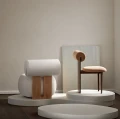 Fotel designerski Hippo Lounge, Natural Barnum Bouclé 24 - NORR11