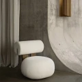 Fotel designerski Hippo Lounge, Light Smoked Barnum Bouclé 24 - NORR11