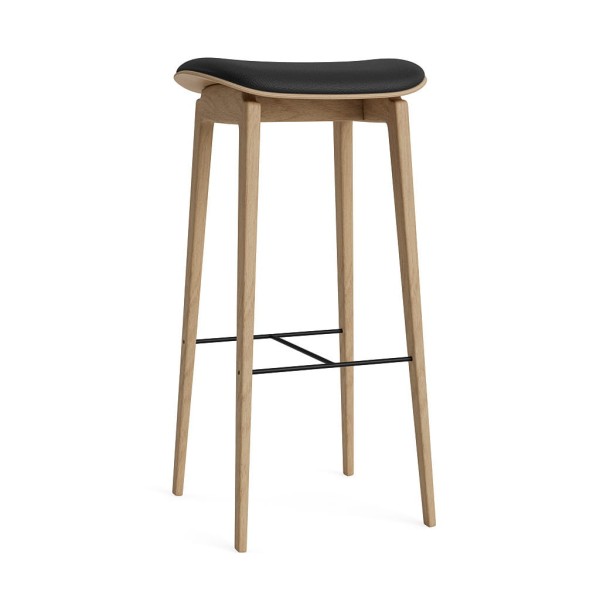 Hoker tapicerowany NY11 75, dąb Natura skóra Ultra Black - NORR11