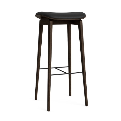Stołek barowy NY11 75, dąb Dark Smoked skóra Ultra Black - NORR11