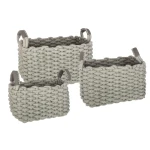 Kosze bawełniane plecione Tricot, szare, 3 szt - Atmosphera