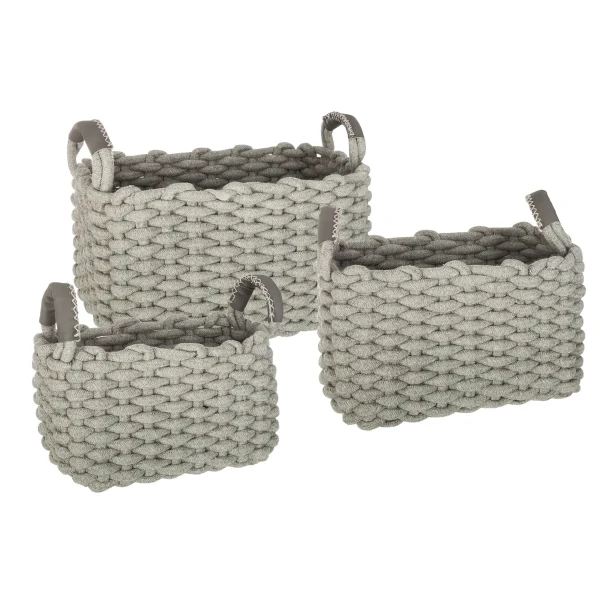 Kosze bawełniane plecione Tricot, szare, 3 szt - Atmosphera