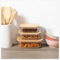 Szklany pojemnik kuchenny z bambusową pokrywką 0.38L - 5five