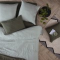 Prześcieradło z gumką 160x200, z lnu Linah, khaki zielone - Atmosphera