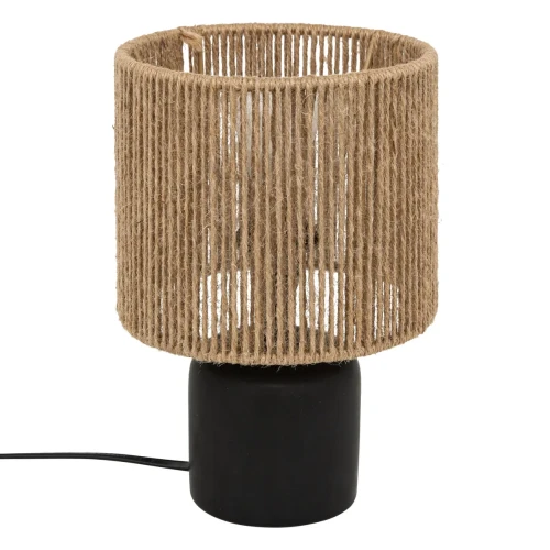 Czarna lampa stołowa z plecionym kloszem Koby - Atmosphera