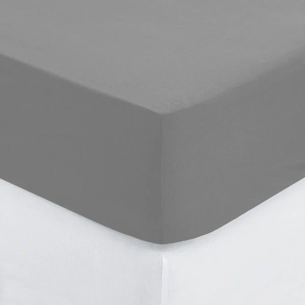 Prześcieradło bawełniane z gumką 160x200, Oeko-Tex, szare - Atmosphera