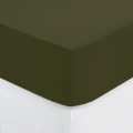 Prześcieradło bawełniane z gumką 160x200, Oeko-Tex, zieleń khaki - Atmosphera