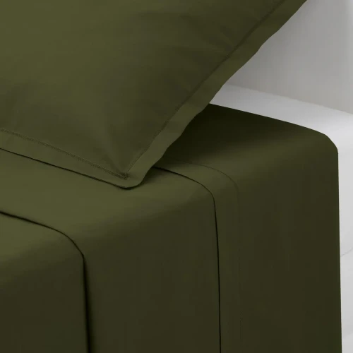 Bawełniane prześcieradło 240x290, Oeko-Tex, zieleń khaki - Atmosphera