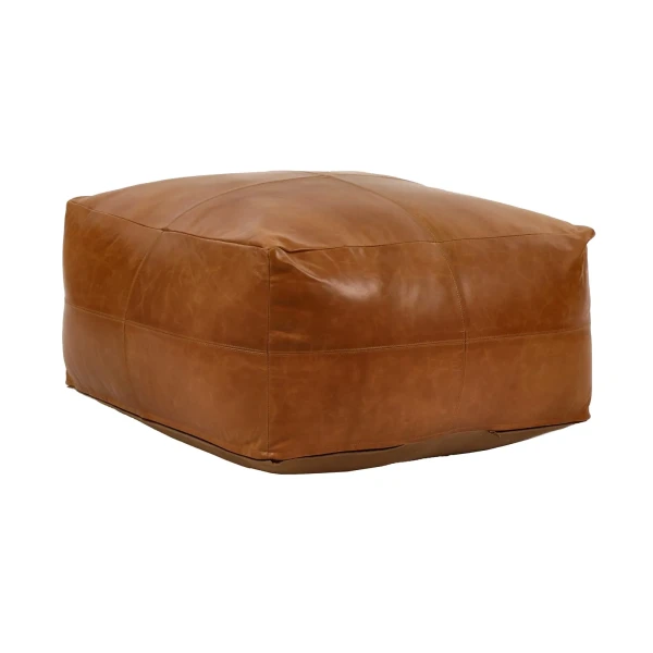 Leather pouffe for the living room and bedroom brown Nappa Camel - Bazar Bizar