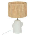 Ceramiczna lampa stołowa z kloszem z rafii Raia - Atmosphera