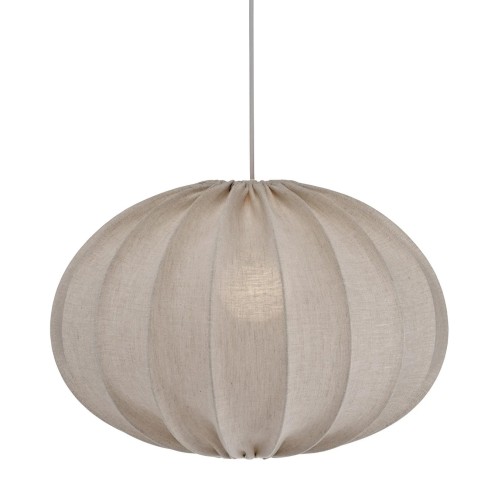 Lampa wisząca materiałowa, lniana elipsa Hilma Selected Ø40, szara - PR Home