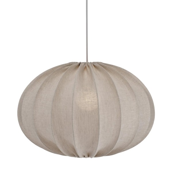 Lampa wisząca materiałowa, lniana elipsa Hilma Selected Ø40, szara - PR Home