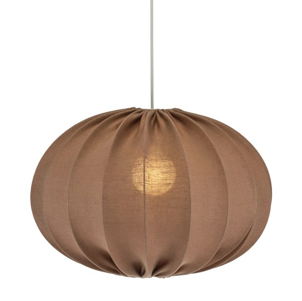 Lampa wisząca materiałowa, lniana elipsa Hilma Selected Ø50, mocca - PR Home
