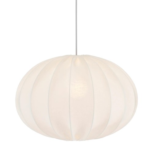 Lampa wisząca materiałowa, lniana elipsa Hilma Selected Ø40, biała - PR Home'