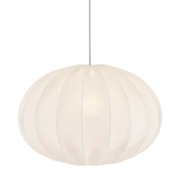 Lampa wisząca materiałowa, lniana elipsa Hilma Selected Ø40, biała - PR Home