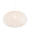 Lampa wisząca materiałowa, lniana elipsa Hilma Selected Ø50, biała - PR Home