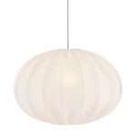 Lampa wisząca materiałowa, lniana elipsa Hilma Selected Ø60, biała - PR Home