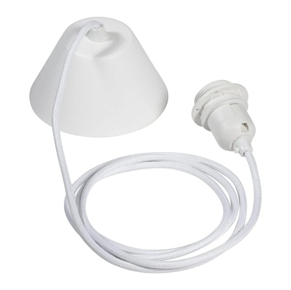 Kabel do lampy sufitowej w oplocie tekstylnym, z oprawką E27, 2.1m, biały - PR Home