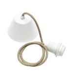 Kabel do lampy sufitowej w oplocie tekstylnym, z oprawką E27, 2.1m, naturalny - PR Home