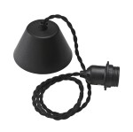Kabel do lampy sufitowej skręcany tekstylny, z oprawką E27, 1.2m, czarny - PR Home