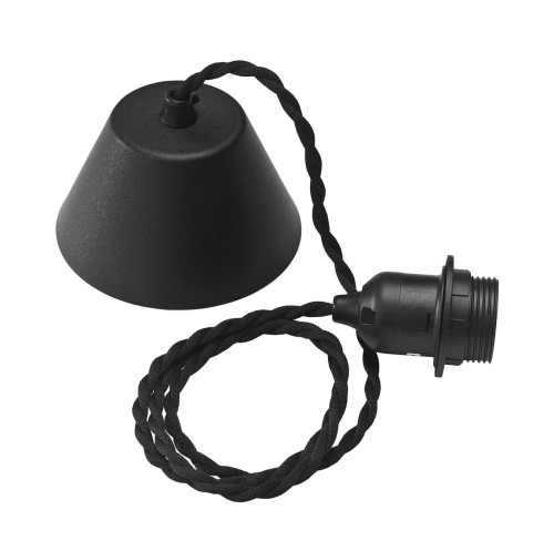 Kabel do lampy sufitowej skręcany tekstylny, z oprawką E27, 1.2m, czarny - PR Home