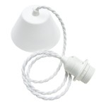 Kabel do lampy sufitowej skręcany tekstylny, z oprawką E27, 1.2m, biały - PR Home