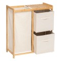 Regał łazienkowy z koszem na pranie i organizerami, bambusowy Tidy Box - 5five