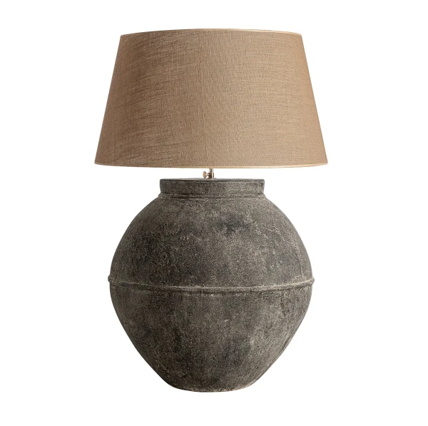 Duża lampa stołowa Contemporary 80, terakota i juta - Vical