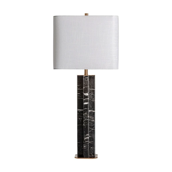 Wysoka lampa stołowa marmurowa z białym kloszem - Vical