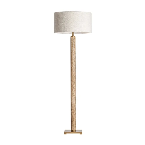 Elegancka lampa podłogowa z trawertynu z kloszem bouclé - Vical