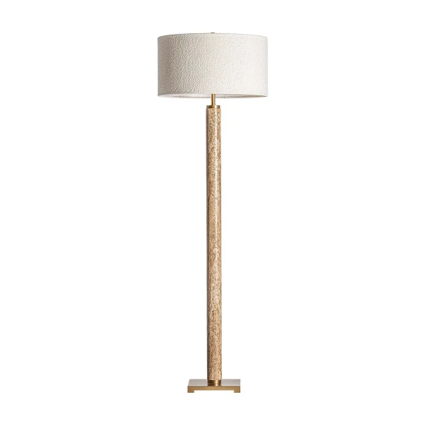 Elegancka lampa podłogowa z trawertynu z kloszem bouclé - Vical